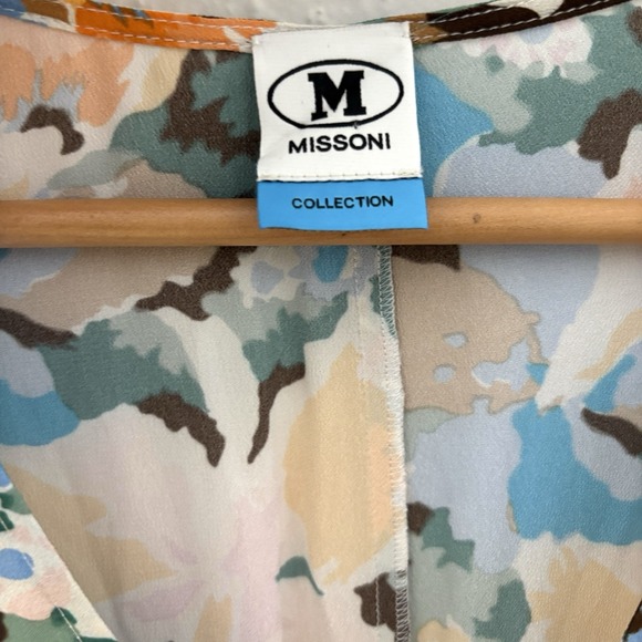 Missoni Abitto V-Neck Ruched Mini Dress Floral Sleeveless 46/12 Ruffle $520 NWOT - Picture 5 of 11